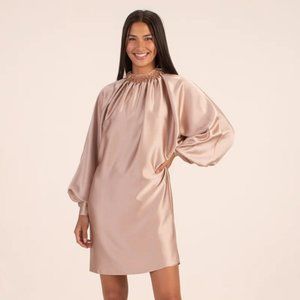 Trina Turk Terrestrial Bishop-Sleeve Satin Dress-NWT